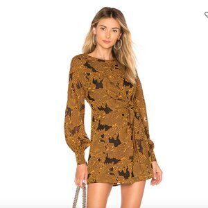 House of Harlow 1960 Clark Long-Sleeve Mini Dress (Mustard), Small